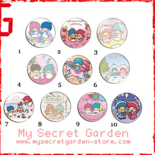 Little Twin Stars - Pinback Button Badge Set 1a, 1b or 1c ( or Hair Ties / 4.4 cm Badge / Magnet / Keychain Set )